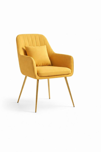 Modern Velvet Accent <b>Chair</b> with Pillow and Metal Legs for Living Room Bedroom Dining Room Office Outdoor & Villa Use - Product Image 2