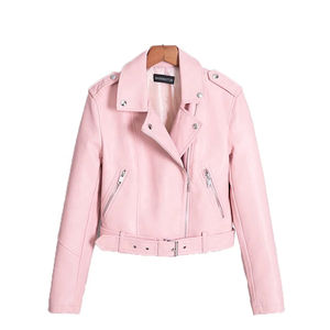 Chaqueta de Cuero Genuino Acolchada y Ajustada para Mujer, Estilo Motero, a la Moda para Primavera y Otoño - Product Image 6