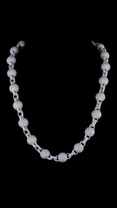 Collier de luxe en moissanite et perles d'eau douce, maillons cubains, en argent pur, pavé de pierres rondes taille brillant, style hip-hop, bijoux de fête unisexe - Product Image 1