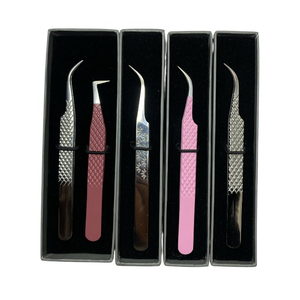 Customized Brand Precision Stainless Steel Eyelash Tweezers <b>Pink</b> Handle <b>Box</b> Packaging Smooth Tip Logo Customization Multi-Length - Product Image 3