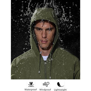 <b>Men's</b> Waterproof Hooded Stand Lightweight Packable Windbreaker <b>Jacket</b> Customizable Sporty for Hiking <b>Cycling</b> Running Fishing - Product Image 6