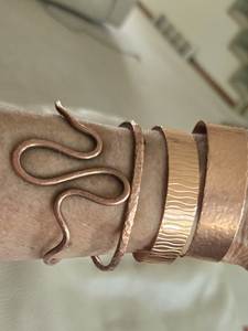 Handmade Copper Cuff Bracelet With Wire Wrapped Gemstones Fashionable Adjustable Jewelry Unisex Design - Product Image 3