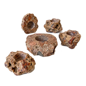 Portavelas de Piedra Natural Tallado a Mano de Jaspe Leopardo, Gema de Ágata Curativa, Venta al por Mayor - Product Image 3