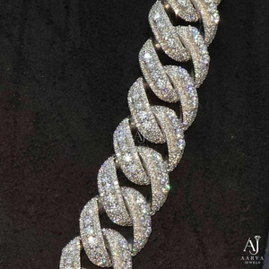 AARVA JEWELS Hiphop Moissanite <b>Statement</b> <b>Necklace</b> 925 Silver Rhodium Plated Link Chain Luxury Unisex Party Everyday Wear - Product Image 6