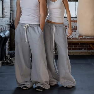 Nesta Sports Pantalon ample à jambes larges pour homme, 365GSM, en coton doux anti-plis, confortable, avec cordon de serrage à la taille, décontracté, pour couple - Product Image 3