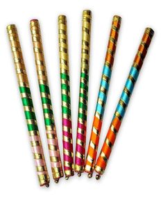 Imperial Brass Store - Par de palos de Dandiya de madera coloridos, accesorios tradicionales para el baile Garba, regalos para celebraciones y festivales, modelo - Product Image 4