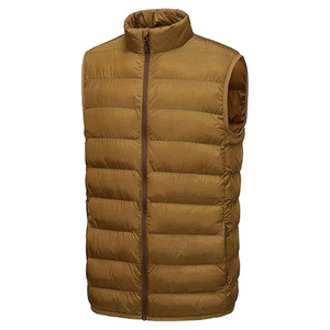 Gilet matelassé décontracté pour homme de haute qualité, respirant, en laine, coupe-vent, avec capuche et fermeture éclair, technique de lavage uni - Product Image 1