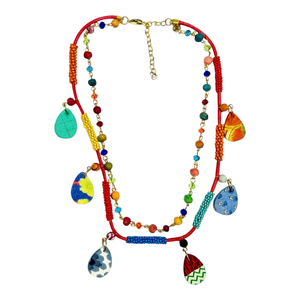 Bohemian Flower Eco-friendly Gold Plated Handmade Beaded <b>Necklace</b> Unisex Statement Jewelry <b>Blue</b> Color Unique Design - Product Image 3