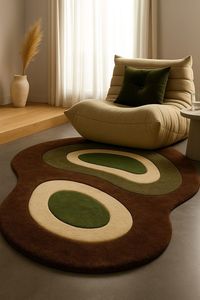 Ensemble de tapis en laine tufté à la main multi-pièces, style île flottante, segmenté, pour salon et suite d'hôtel - Product Image 2