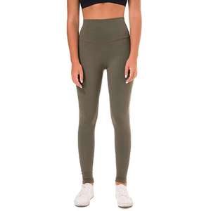 Legging pour femme de haute qualité à faible MOQ, couleur unie, taille haute avec cordon de serrage, longueur intégrale, en Spandex/Nylon, pour le fitness - Product Image 5