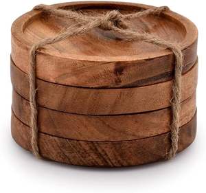 Juego de Posavasos de Madera Natural para Bebidas, Posavasos de Madera Grabados Personalizados, Juego de Posavasos de Madera con Soporte - Product Image 6