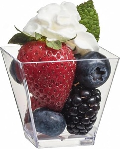 Wholesale <b>Mini</b> Square Vintage <b>Dessert</b> <b>Cup</b> <b>Bulk</b> Disposable 125ml Plastic Clear Freezer Safe Transparent <b>Dessert</b> <b>Cup</b> for Ice Cream - Product Image 3