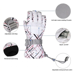 Gants de ski d'hiver en cuir imperméables personnalisés en gros, gants de snowboard de haute qualité pour hommes et femmes - Product Image 5