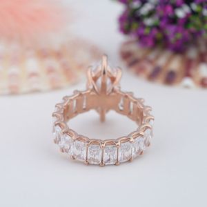 Anillo de Plata de Ley 925 con Moissanita de Corte Marquesa Grande en Forma de Corazón, Bañado en Rodio y Oro de 14K, Estilo Vintage, el Más Vendido - Product Image 3