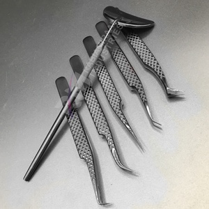 Pince à épiler de précision anti-magnétique pour extensions de cils RMI, pointe en nano-fibre, acier inoxydable japonais, marque privée, pointe en plasma noire - Product Image 3