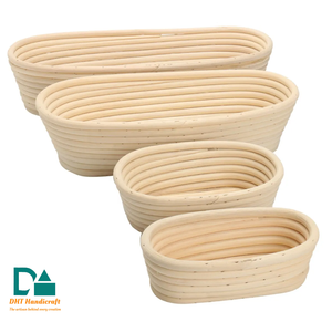 Cesta ovalada de ratán natural antiadherente y ecológica para fermentar masa con forro para masa madre (Vietnam) - Product Image 1