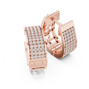 Pendientes Huggie de Oro Rosa de 18kt con Diamantes CVD de Corte Brillante Cultivados en Laboratorio, Certificados por IGI, Joyería Nupcial para Mujer, 8G, de Moda - Product Image 1