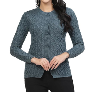 Suéter de punto acanalado de manga larga para mujer, cuello redondo, informal, suave, cálido, cómodo, holgado, para invierno - Product Image 4