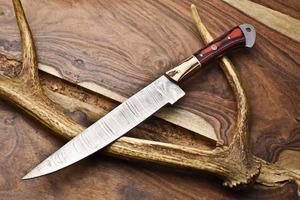 Cuchillo de Chef BA ENTERPRISES BA-037-C de Acero de Damasco Hecho a Mano, Hoja de Punta Caída con Borde Biselado Afilado, Mango de Otro Material, 13 Pulgadas de Longitud Total - Product Image 6