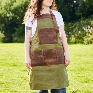 Delantal de Trabajo de Lona Encerada Resistente al Agua con Cremallera, Diseño Cruzado Ajustable para Chef, Barbero, Carpintero, Herramientas de Taller LCA-0052 - Product Image 3