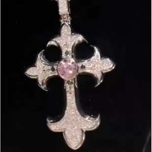 Joyería de Moda Hip Hop, Colgante de Plata 925 con Moissanita VVS D, Dijes para Hombre y Mujer, Colgante de Cruz con Moissanita Brillante - Product Image 1