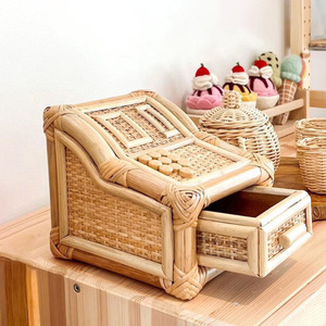 Caja registradora de juguete de ratán de gran calidad, juguete de cajero hecho a mano para niños pequeños, juguetes preescolares. - Product Image 2