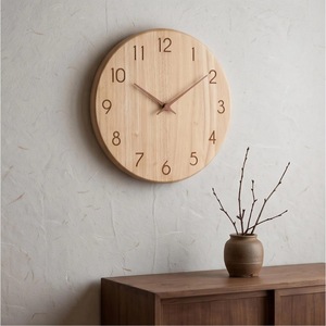 Horloge murale analogique ronde en bois minimaliste, silencieuse, décoration de salon - Product Image 1
