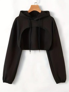 Ventes directes d'usine, sweats à capuche unisexes personnalisés pour femmes, sweat à capuche court pour l'entraînement, sweat à capuche pull-over - Product Image 1