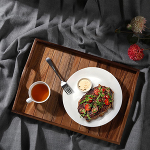 ถาดเสิร์ฟไม้เนื้อแข็งคุณภาพพรีเมียม รูปทรงสี่เหลี่ยมผืนผ้า ขัดเงาแบบธรรมชาติ สำหรับร้านอาหาร โรงแรม บ้าน ใช้เสิร์ฟขนม ชา จำนวนมาก - Product Image 3