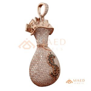 Pendentif Sac d'Argent Hip Hop Or Rose Moissanite Iced Out, Bijoux de Rappeur, Streetwear de Luxe, Cadeau pour Hommes US - Product Image 6