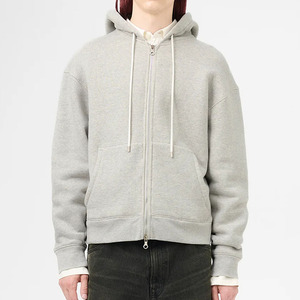 Sudadera Informal Nueva con Capucha y Cierre de Cremallera, Color Gris, Corte Regular, 100% Algodón, Felpa Francesa, Ropa Informal de Otoño - Product Image 1