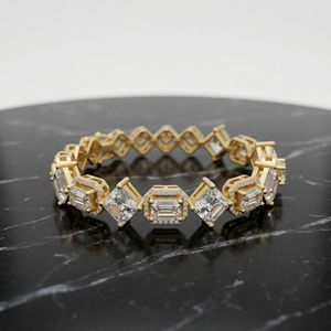 กำไลข้อมือเพชรทรง Asscher สีโรสโกลด์ เงินสเตอร์ลิง ดีไซน์หรูหรา สง่างาม เหมาะเป็นของขวัญสำหรับผู้หญิง ฉลองวันครบรอบแต่งงาน - Product Image 5