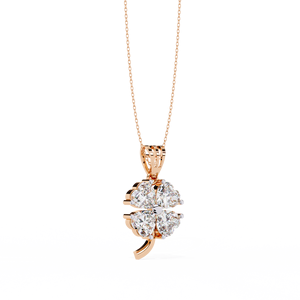 Pendentif en diamant de laboratoire taille cœur à quatre pierres, or rose 14 carats, chaîne à maillons motif floral, cadeau pour mariage, anniversaire, fiançailles - Product Image 2