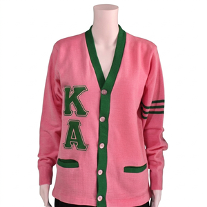 Fabricant OEM ODM personnalisé de pulls pour femmes, pulls en tricot, pulls de sororité rose et vert, pulls aztèques pour femmes - Product Image 1
