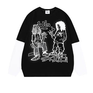Camiseta Oversize de Manga Larga Unisex Estilo Urbano con Ribete en Contraste en la Parte Delantera, Cuello Redondo, 100% Algodón Jersey, Ajuste Holgado, Ecológica y de Secado Rápido - Product Image 5