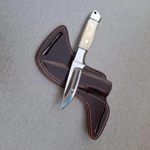 Couteau de chasse/découpe OEM DIY RB en acier Damas à lame fixe, manche en os, 8 pouces, bord droit |   Camping en plein air en cuir - Product Image 4