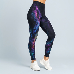 Leggings taille haute à imprimé galaxie, longueur intégrale, sportifs, extensibles, respirants, séchage rapide, tricotés en spandex et polyester pour femmes - Product Image 6