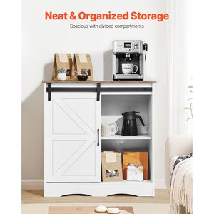 Mobiletto Bar da Caffè Stile Rustico a 3 Ripiani 80x35x80 cm con Ante Scorrevoli - Product Image 5