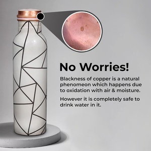 Vase en cuivre pur mosaïque bohème |   Bouteille en cuivre décorative sans joint, émaillée, avec bouchon à vis - Product Image 5