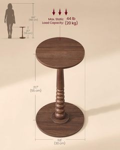 Round Side <b>Table</b>, Small Drink End <b>Table</b> for Small Spaces, Accent Nightstand, Solid Wood <b>Leg</b>, Mid-Century Modern, for L - Product Image 3