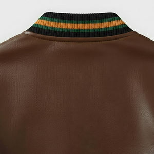 Chaquetas Varsity con Cuello Alto para Hombre al por Mayor, Chaquetas Varsity de Cuero Teñido Liso en Grandes Cantidades a Precio Económico - Product Image 4