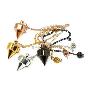 Péndulos de piedra curativa Reiki a precio de fábrica, Péndulo de latón de Metal dorado con forma de OVNI para suministros de adivinación y brujas - Product Image 6