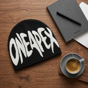 Custom Black Knit Beanie Hat White Custom Logo Ribbed <b>Winter</b> <b>Cap</b> Unisex Streetwear Fashion Headwear Wholesale Manufacturer OEM - Product Image 5
