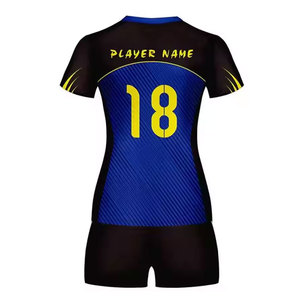 Uniforme de volley-ball unisexe personnalisé, 100% polyester, imprimé par transfert thermique, respirant, ajusté, manches courtes, taille élastique - Product Image 2