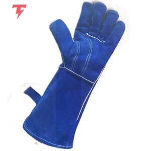 Guantes de Soldadura TIG de Alta Resistencia, Par de Guantes de 14 Pulgadas Resistentes al Calor, Forro de Algodón y Cuero Vacuno, Largos, para Trabajo de Seguridad - Product Image 4