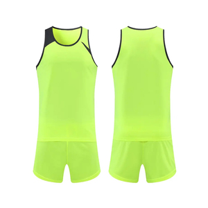 Conjunto Deportivo Unisex Verde Neón, Camiseta sin Mangas con Pantalones Cortos, Absorbe la Humedad, para Adultos, Todas las Temporadas, Corte Regular - Product Image 1