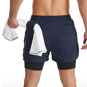 Wholesale <b>Men</b> 2 In 1 Gym <b>Shorts</b> <b>Compression</b> Liner Running Workout <b>Shorts</b> Phone Pocket OEM Supplier - Product Image 2
