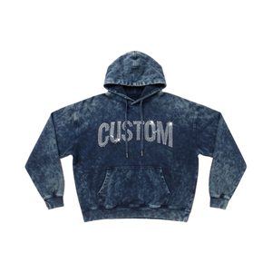 Sweat à capuche personnalisé avec strass, bordeaux, coupe oversize pour homme, 100% coton French Terry, streetwear, automne, effet délavé - Product Image 2