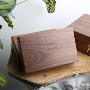 Personalized Walnut <b>Keepsake</b> <b>Box</b>,Engraved Wedding <b>Memory</b> <b>Box</b>,Anniversary Gift for Couple - Product Image 1