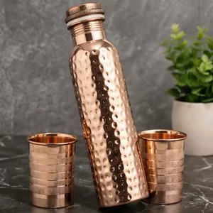 Handcrafted 100% Pure Copper Bottle Full Engraved With Lid for Direct Drinking Water <b>Drinkware</b> for Adults for Camping - Product Image 5